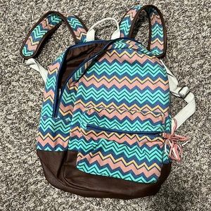 Multi colored chevron, with tassels backpack